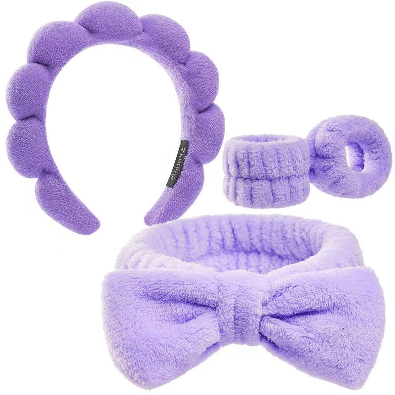 Ztomine Store Headbands for Women - Spa Headband and Wristband Set - Headband for Washing Face,Facial Mask,Makeup and Skin Care - Image 1